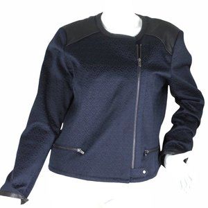Ellen Tracy Navy Blue Black Jacket L